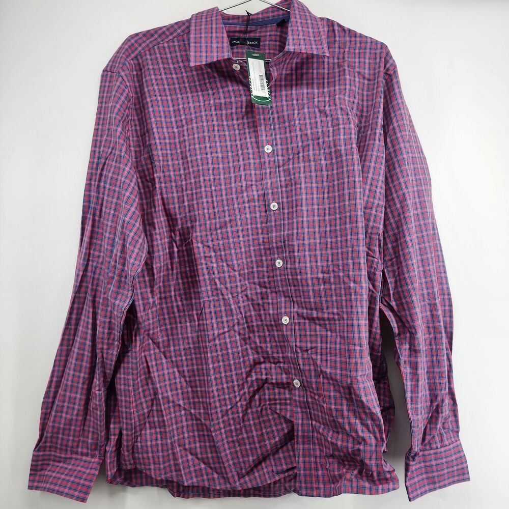 Jack‎ Maverick Mens Red Large Manhattan Poplin Long Sleeve Shirt NWT